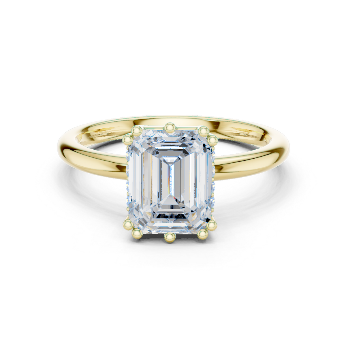 14K Solid Gold Lab Diamond Solitaire Ring, Yellow Gold
