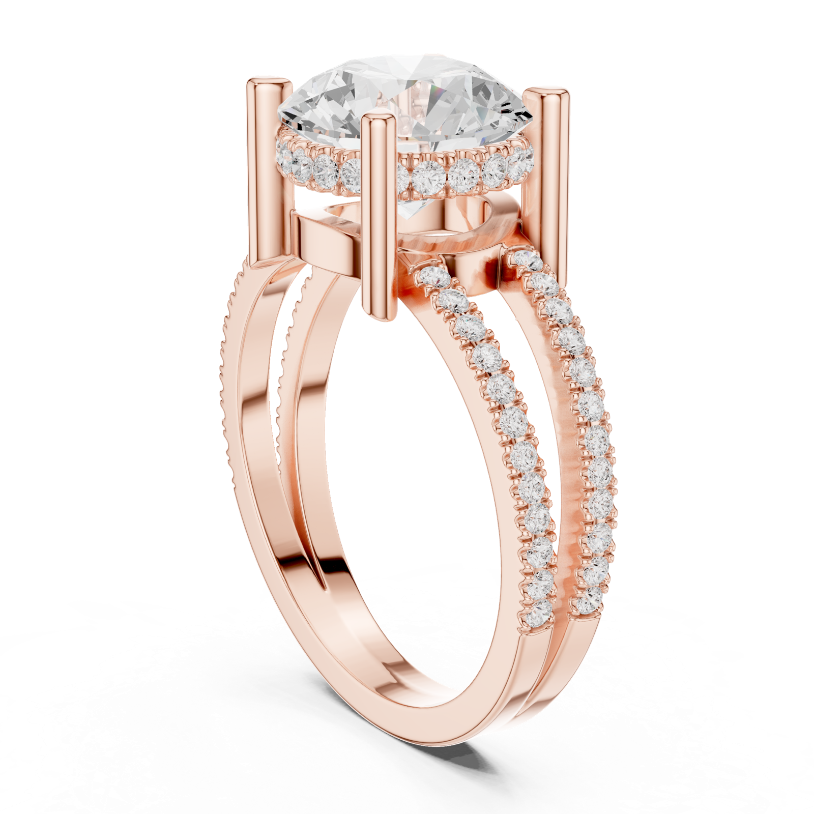 Gold Jewelry L36-13, Round center stone, Rose Gold, view 1