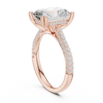 Gold Ring DDLR-260, Radiant center stone, Rose Gold, view 1