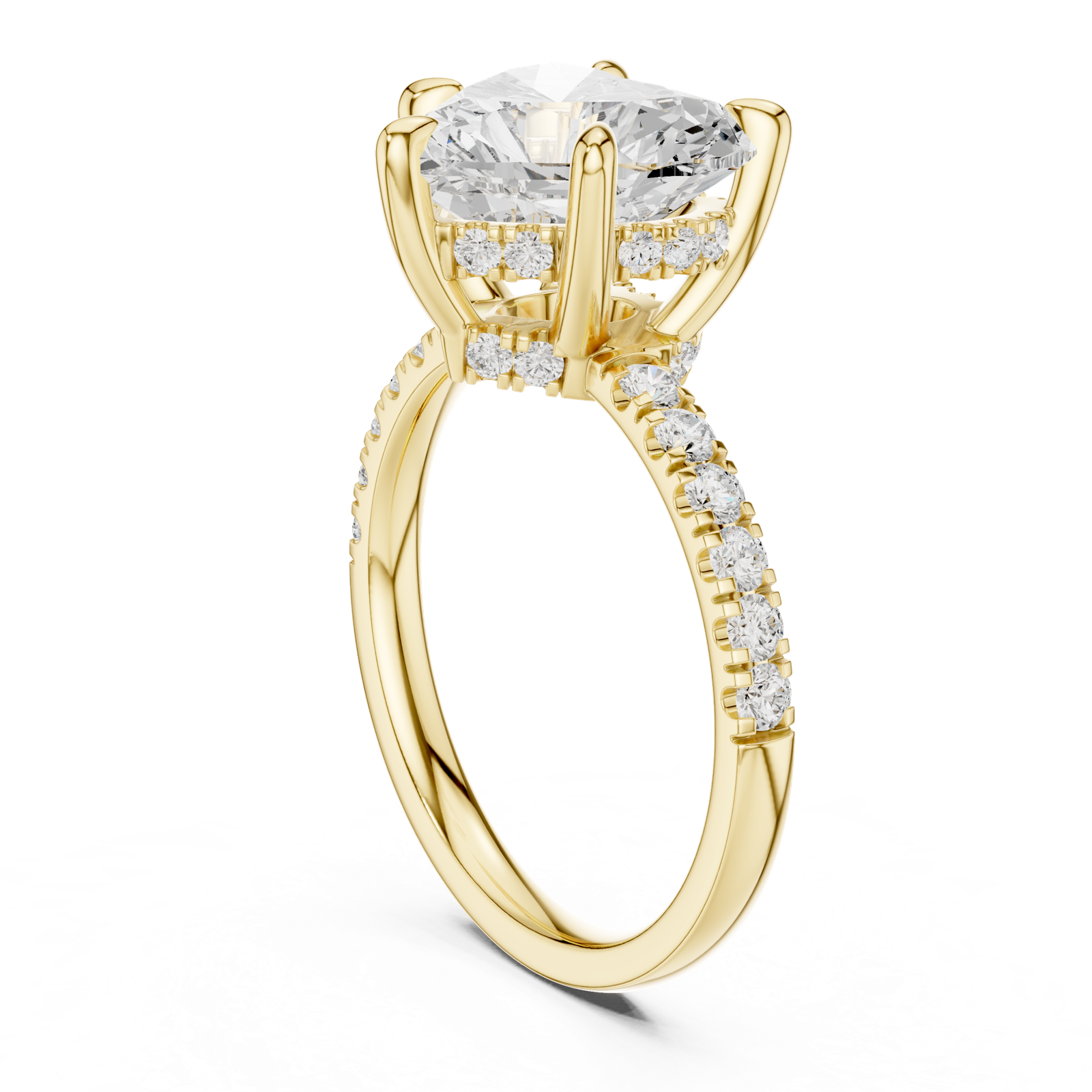 Gold Ring DDLR-259, Heart center stone, Yellow Gold, view 1