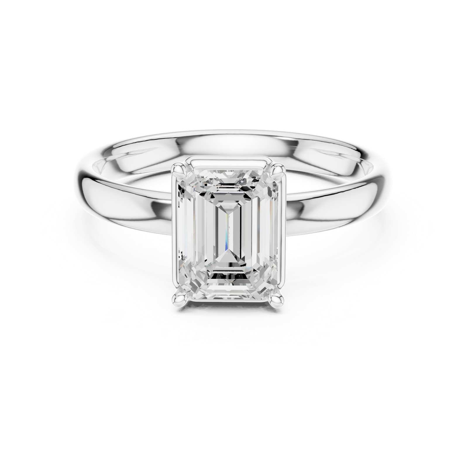 Gold Jewelry L36-10, Emerald center stone, White Gold, view 4