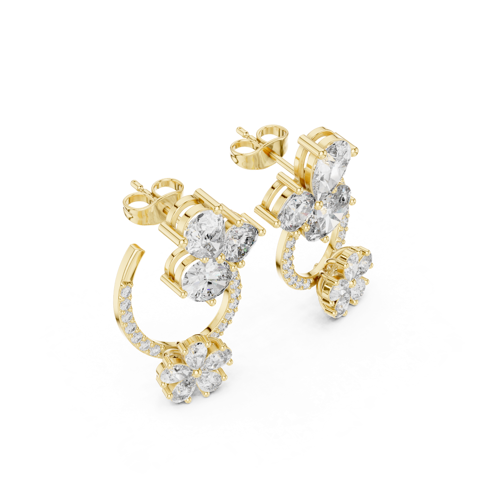Gold Earrings AGDER-221, Yellow Gold, view 2