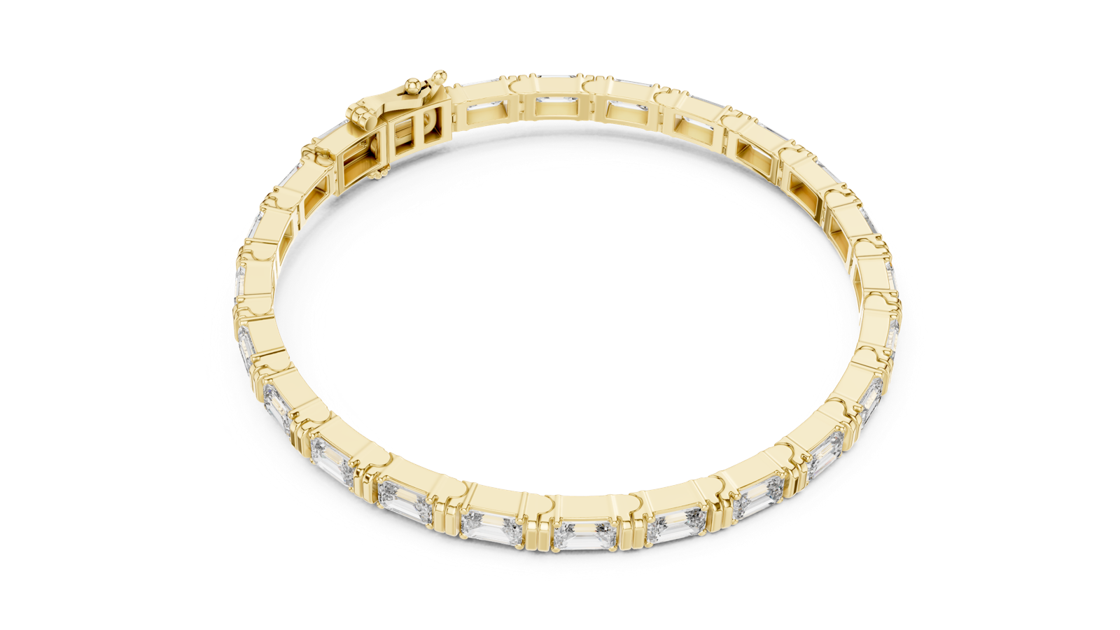 14K Solid Gold Lab Diamond Bracelet, Yellow Gold, view 2