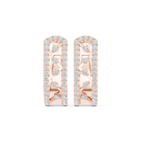 14K Solid Gold Lab Diamond Cluster Earrings, Rose Gold