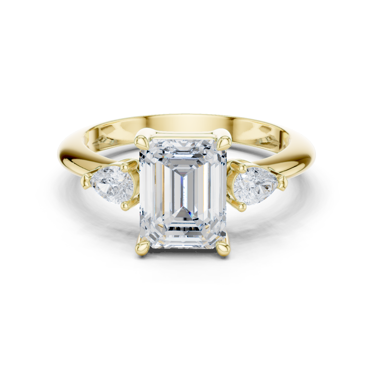 Gold Jewelry, Emerald center stone, Yellow Gold