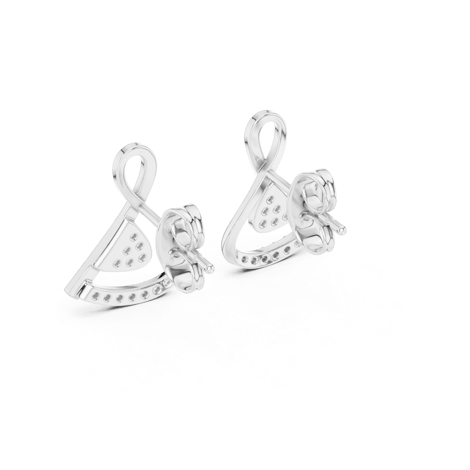 Gold Earrings 12-10028@E, White Gold, view 3