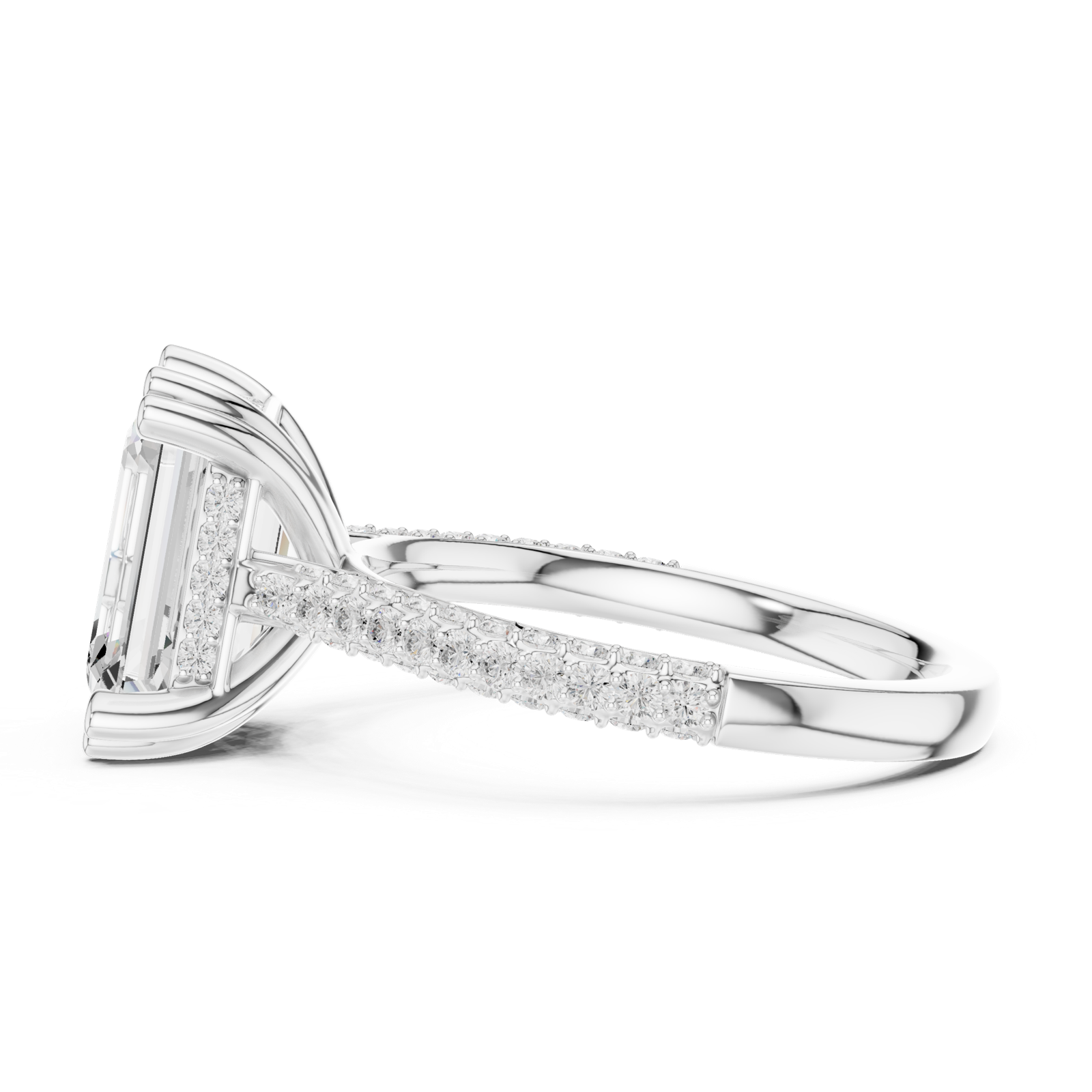 Gold Ring DDLR-260, Emerald center stone, White Gold, view 3