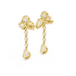 14K Solid Gold Lab Diamond Drop Earrings, Yellow Gold, view 3