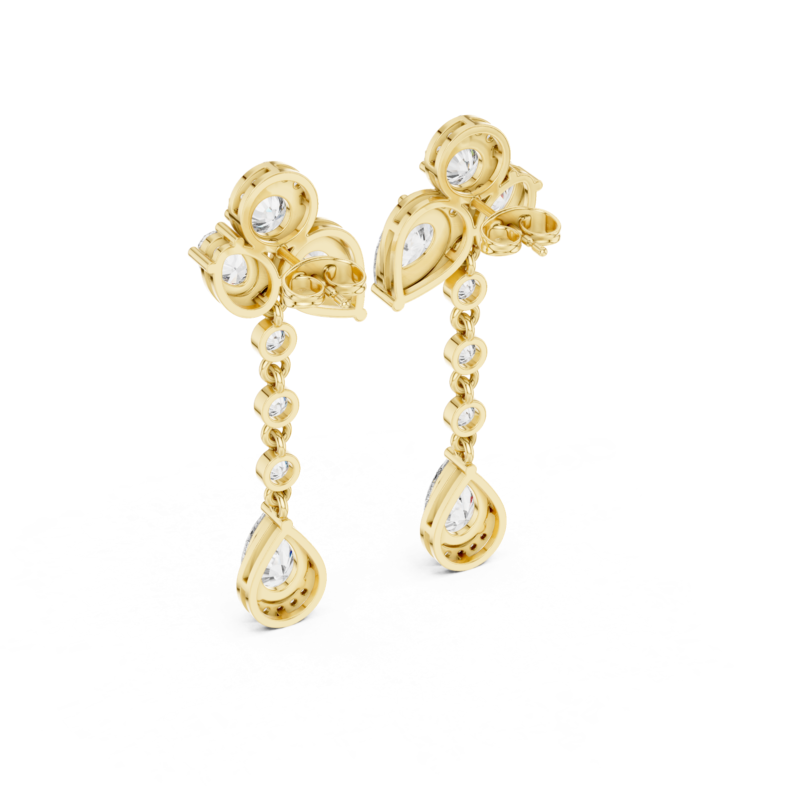 14K Solid Gold Lab Diamond Drop Earrings, Yellow Gold, view 3