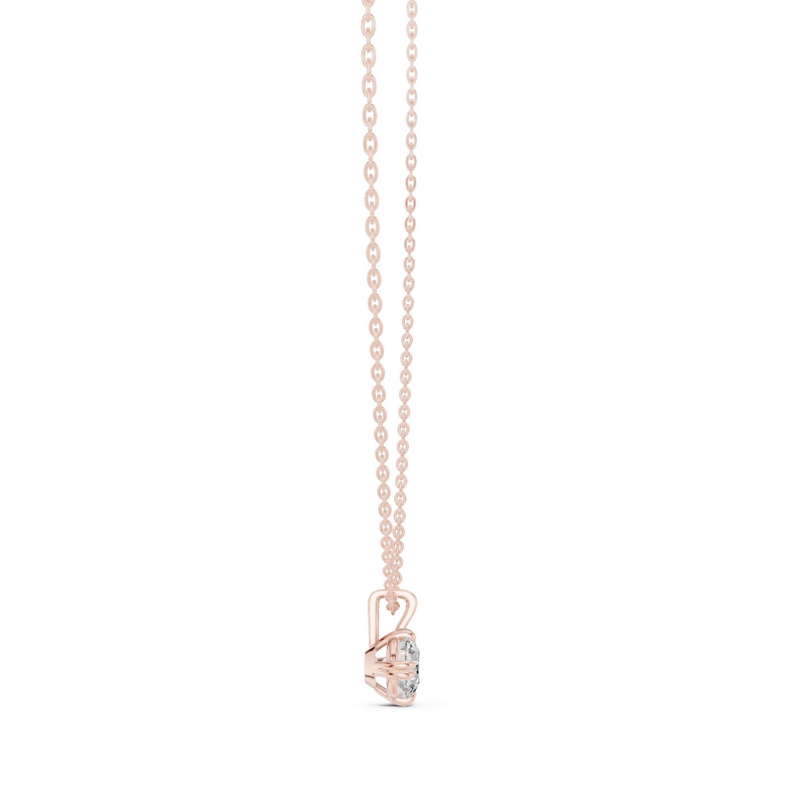 14K Solid Gold Lab Diamond Solitaire Pendant Necklace, Rose Gold, view 3