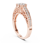 14K Solid Gold Lab Diamond Halo Ring, Rose Gold, view 1