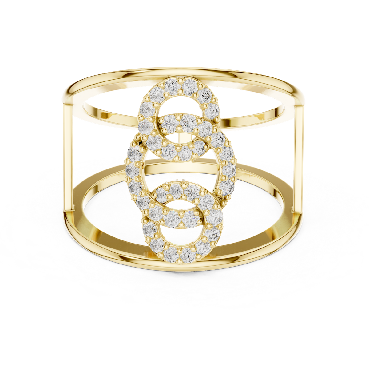 14K Solid Gold Lab Diamond Cluster Ring, Yellow Gold
