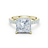 Gold Ring DDLR-259, Princess center stone, Yellow Gold