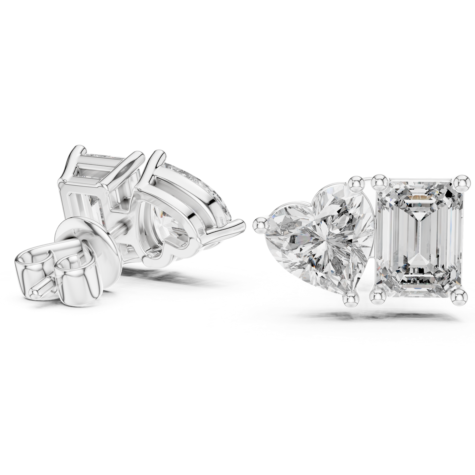 Gold Earrings L02-34, White Gold, view 1