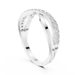 14K Solid Gold Lab Diamond Crossover Ring, White Gold, view 1