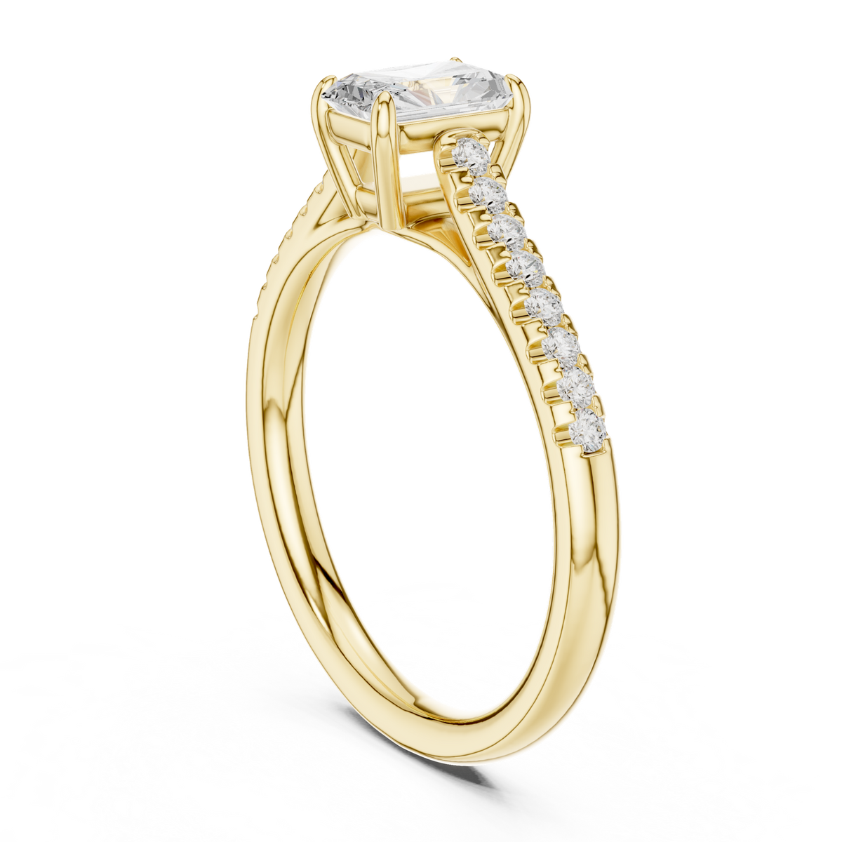 14K Solid Gold Lab Diamond Solitaire Ring, Yellow Gold, view 1