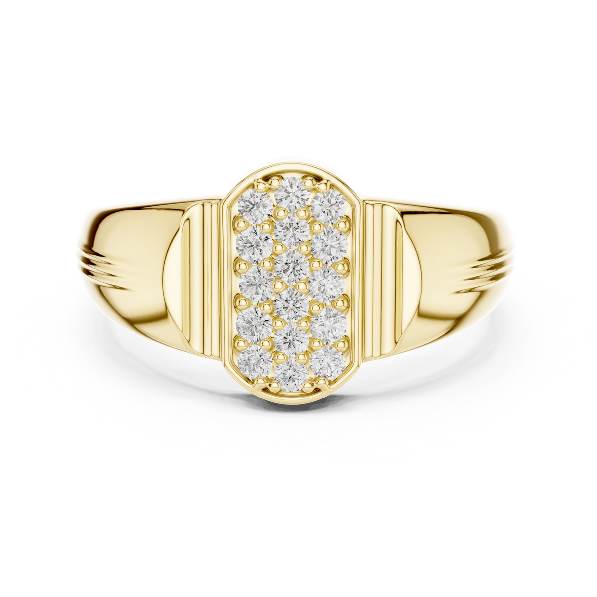 14K Solid Gold Lab Diamond Cluster Ring, Yellow Gold