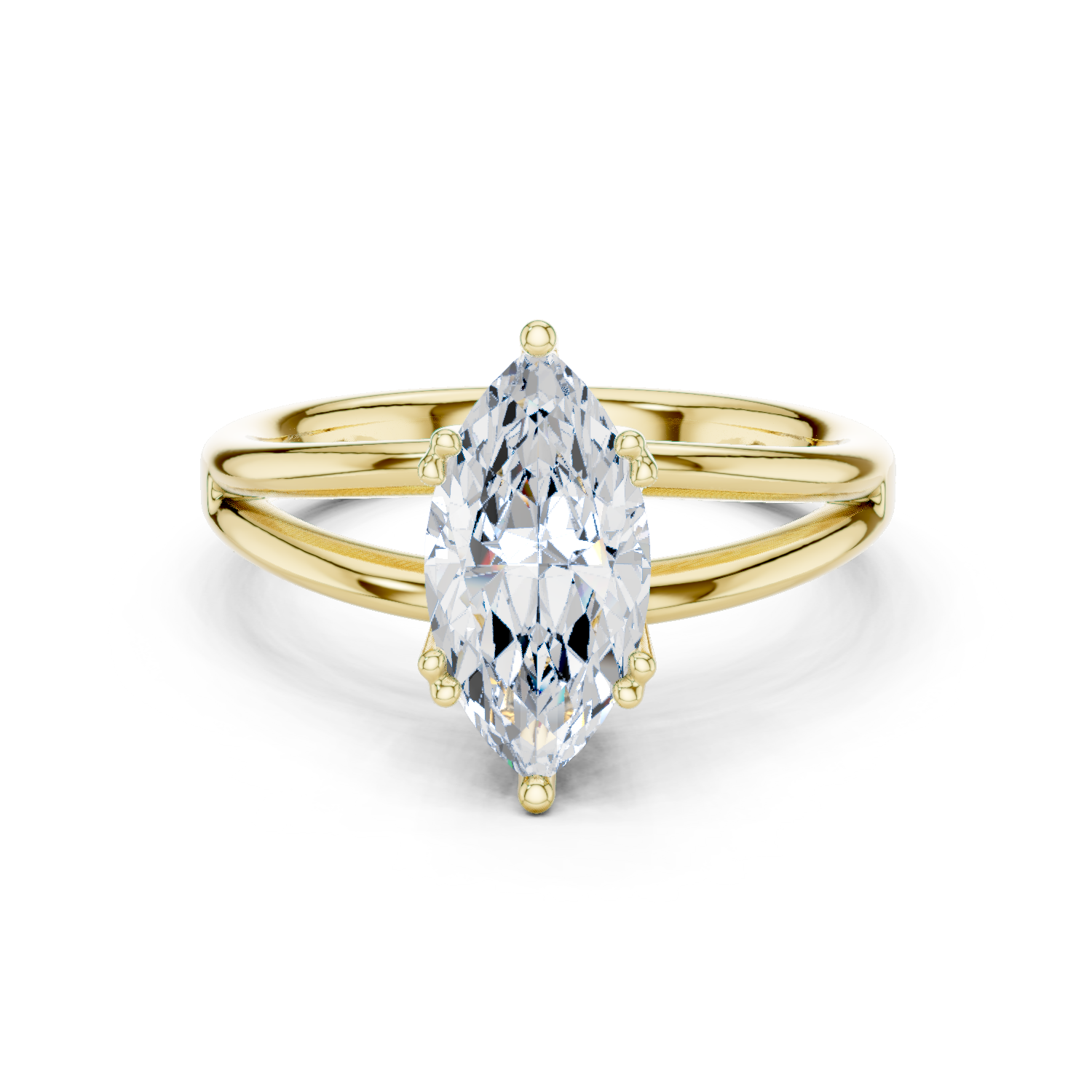 Gold Jewelry L36-7, Marquise center stone, Yellow Gold