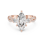 Gold Ring DDLR-281, Marquise center stone, Rose Gold, view 4