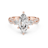 Gold Ring DDLR-281, Marquise center stone, Rose Gold, view 4