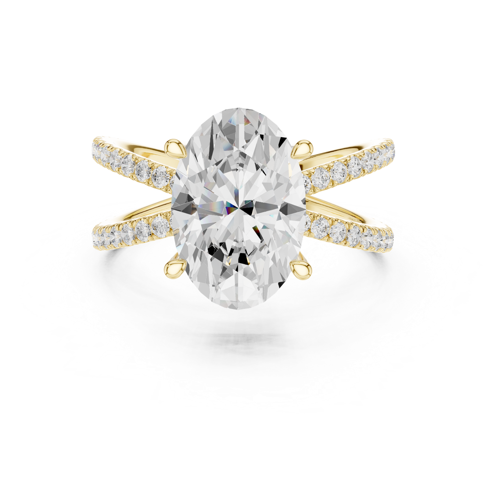 Gold Jewelry L36-25, Oval center stone, Yellow Gold, view 4