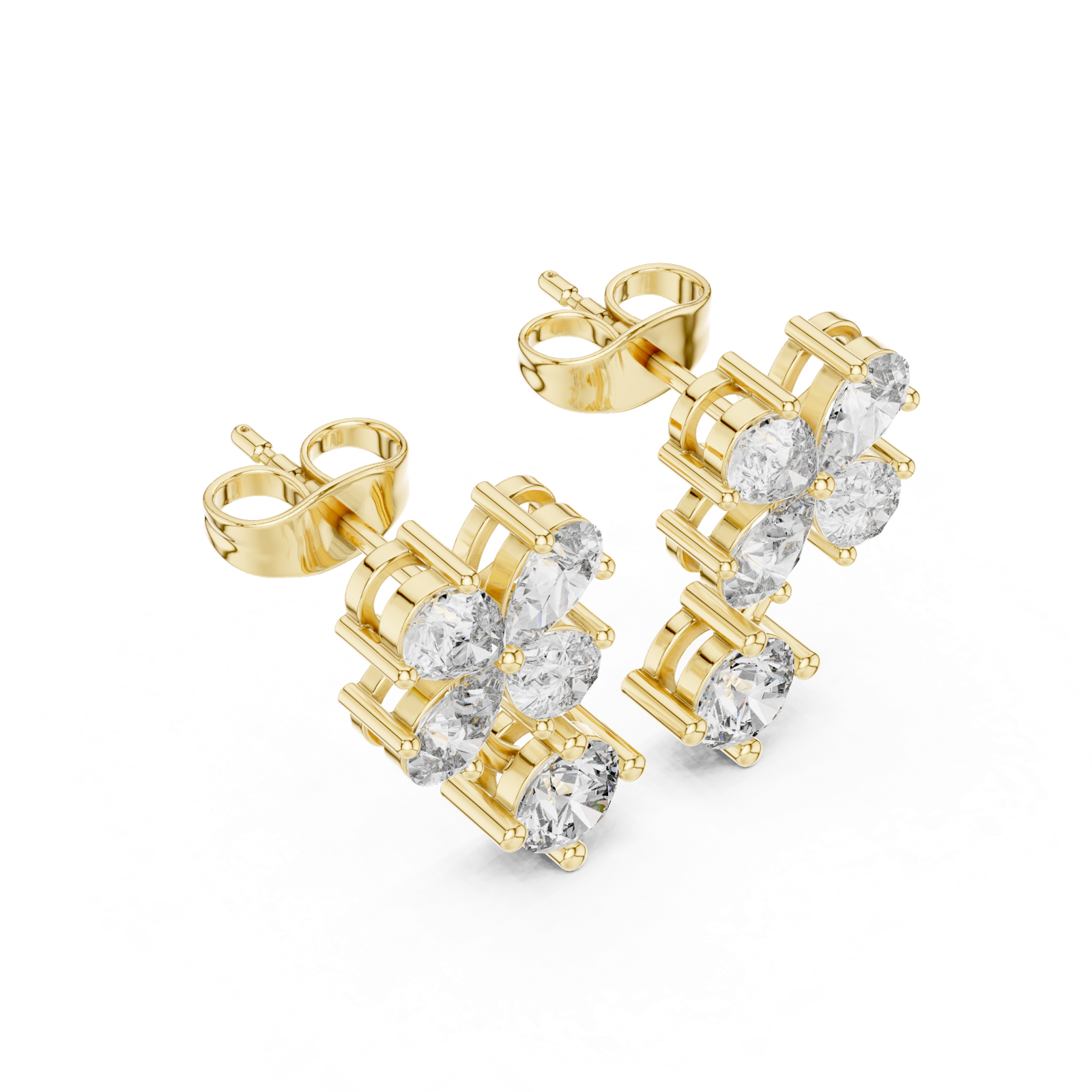 Gold Earrings AGDER-282, Yellow Gold, view 2