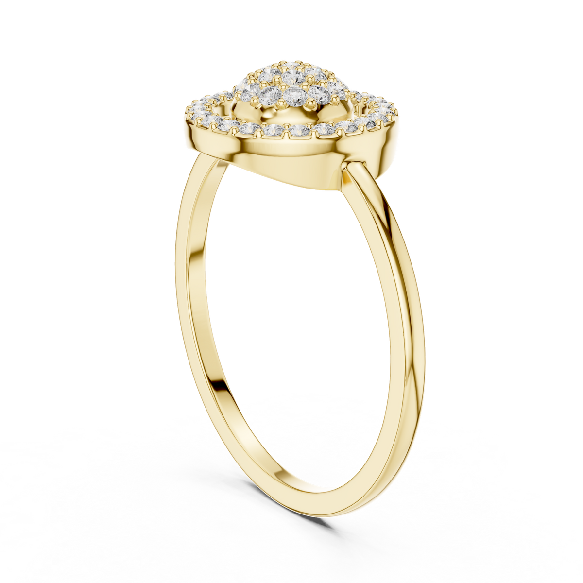 14K Solid Gold Lab Diamond Cluster Ring, Yellow Gold, view 1