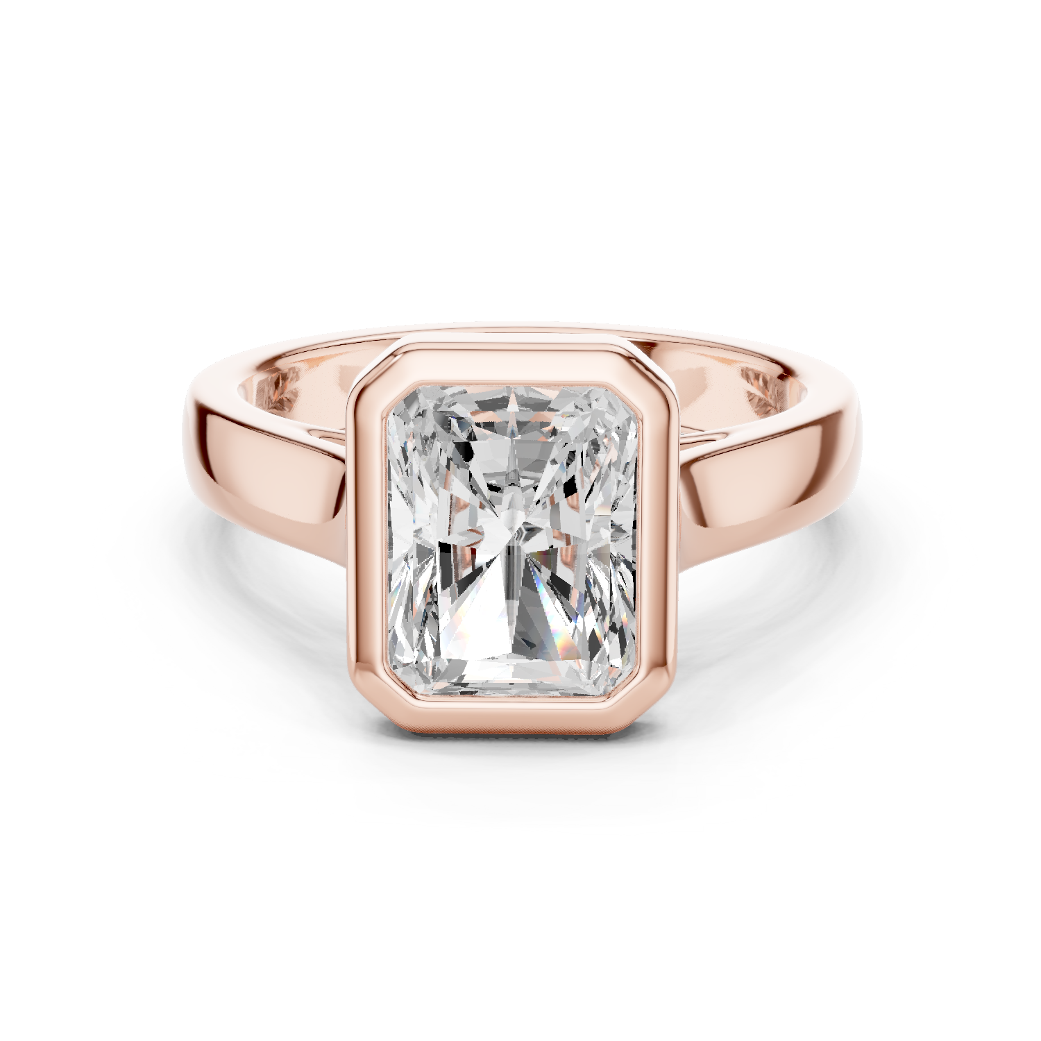 Gold Jewelry L36-3, Radiant center stone, Rose Gold