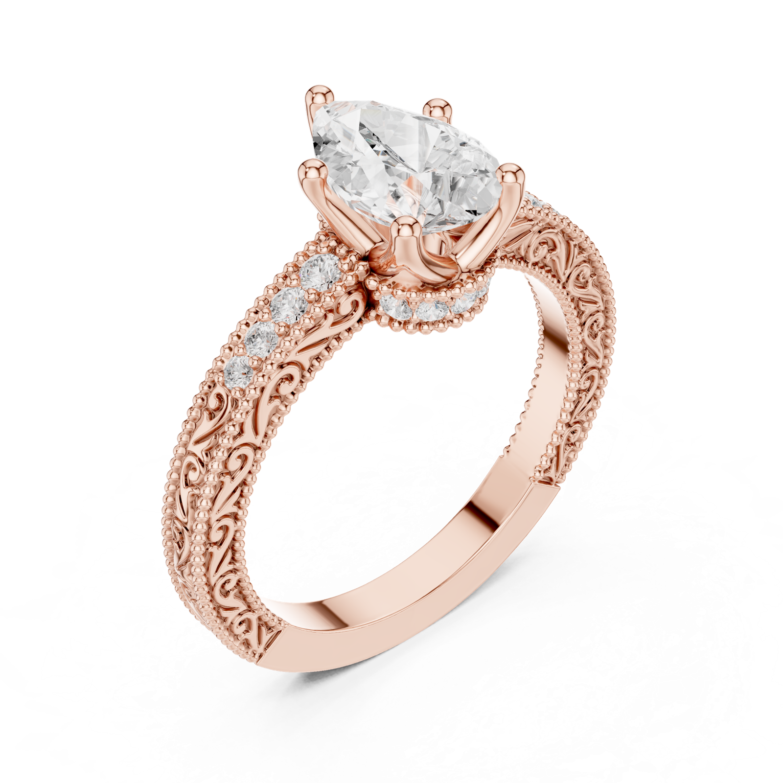 Gold Ring DDLR-979, Rose Gold, view 2
