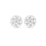 14K Solid Gold Lab Diamond Cluster Earrings, White Gold