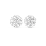 14K Solid Gold Lab Diamond Cluster Earrings, White Gold