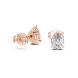 14K Solid Gold Lab Diamond Stud Earrings, Rose Gold, view 1