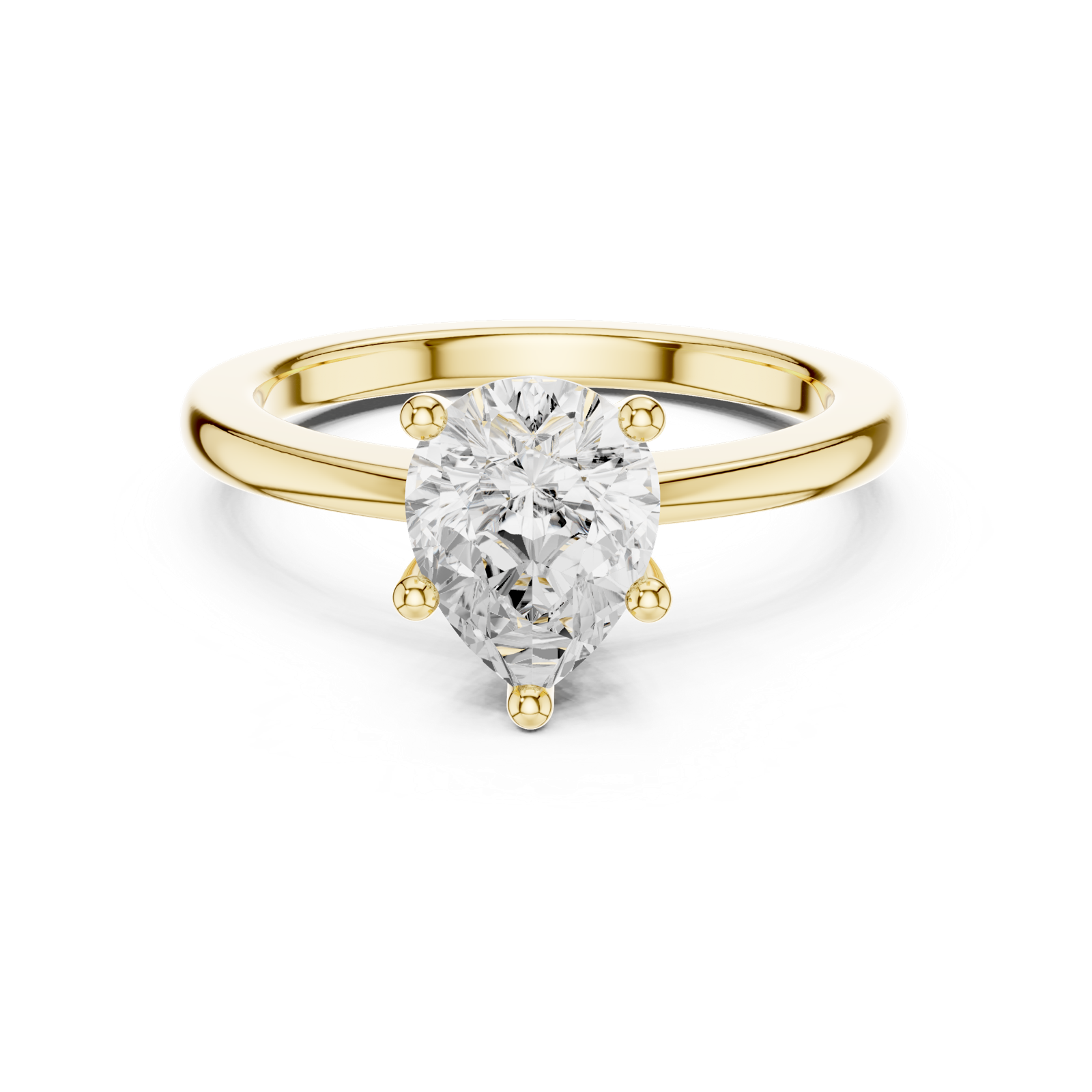 Gold Ring DDLR-032, Pear center stone, Yellow Gold, view 4