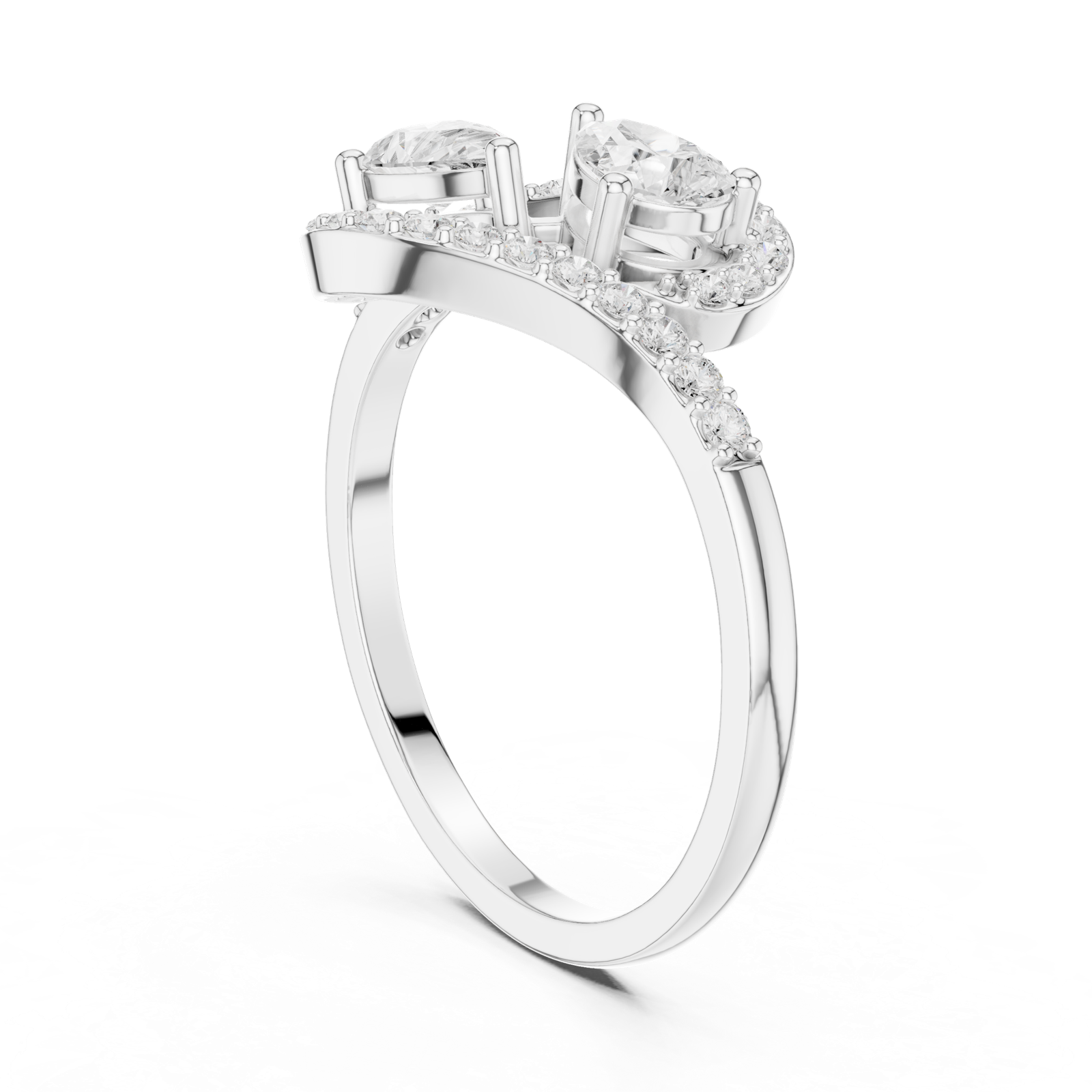 Gold Ring HLR-175, White Gold, view 1