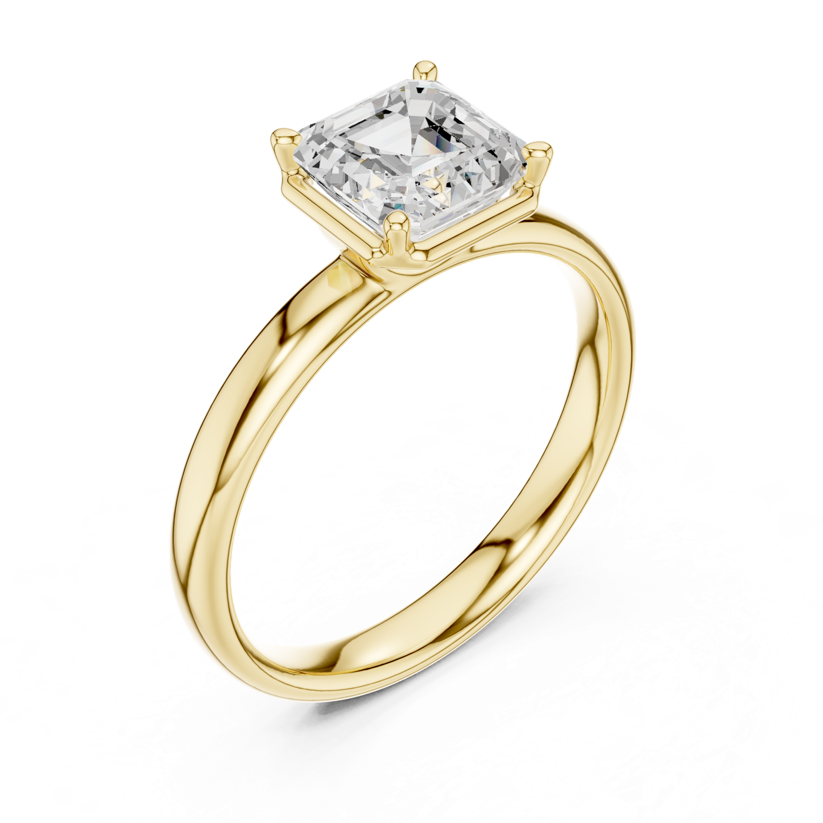 Gold Jewelry, Asscher center stone, Yellow Gold, view 2