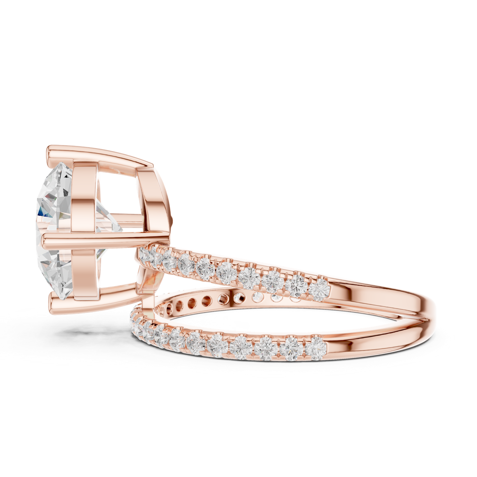 Gold Jewelry L35-39, Round center stone, Rose Gold, view 3