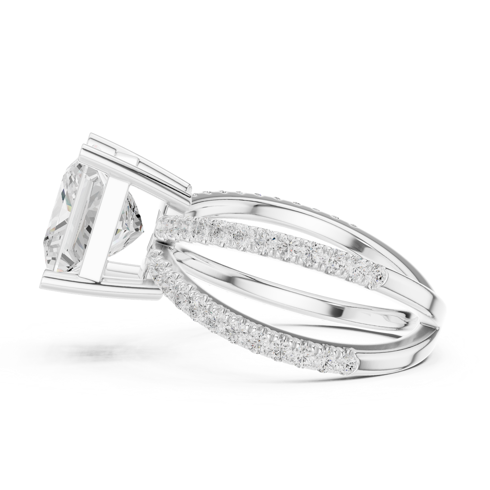 Gold Jewelry L36-25, Princess center stone, White Gold, view 3
