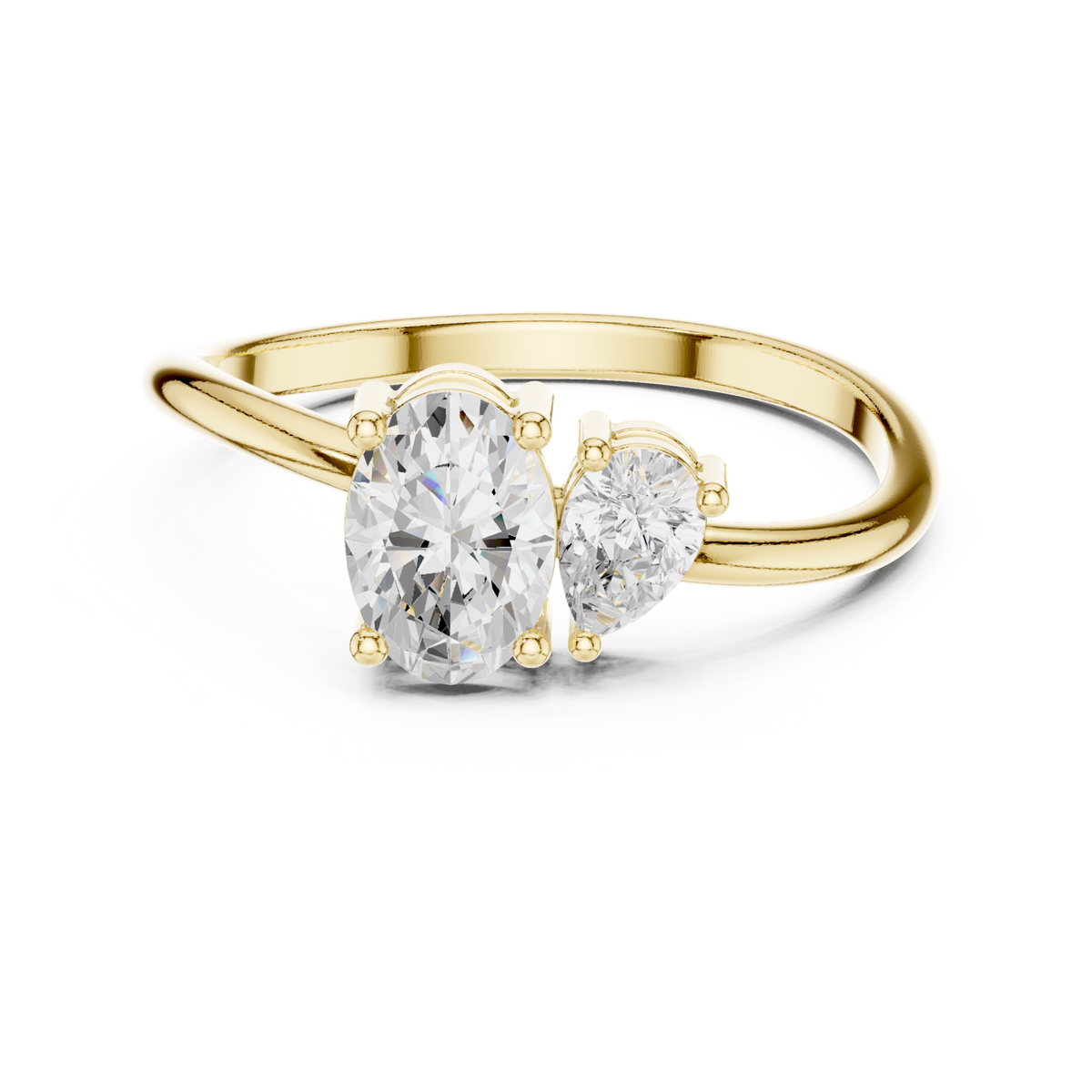 14K Solid Gold Lab Diamond Solitaire Ring, Yellow Gold