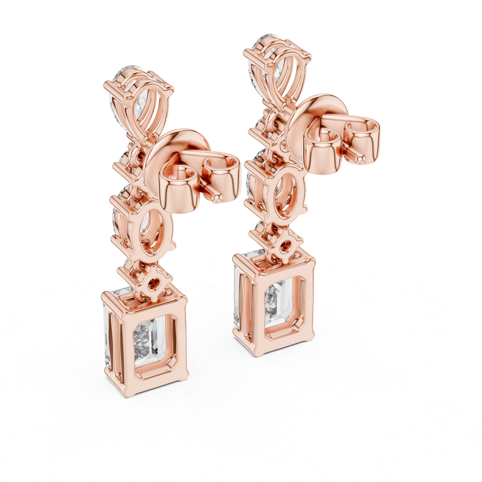 Gold Earrings L02-441, Rose Gold, view 3