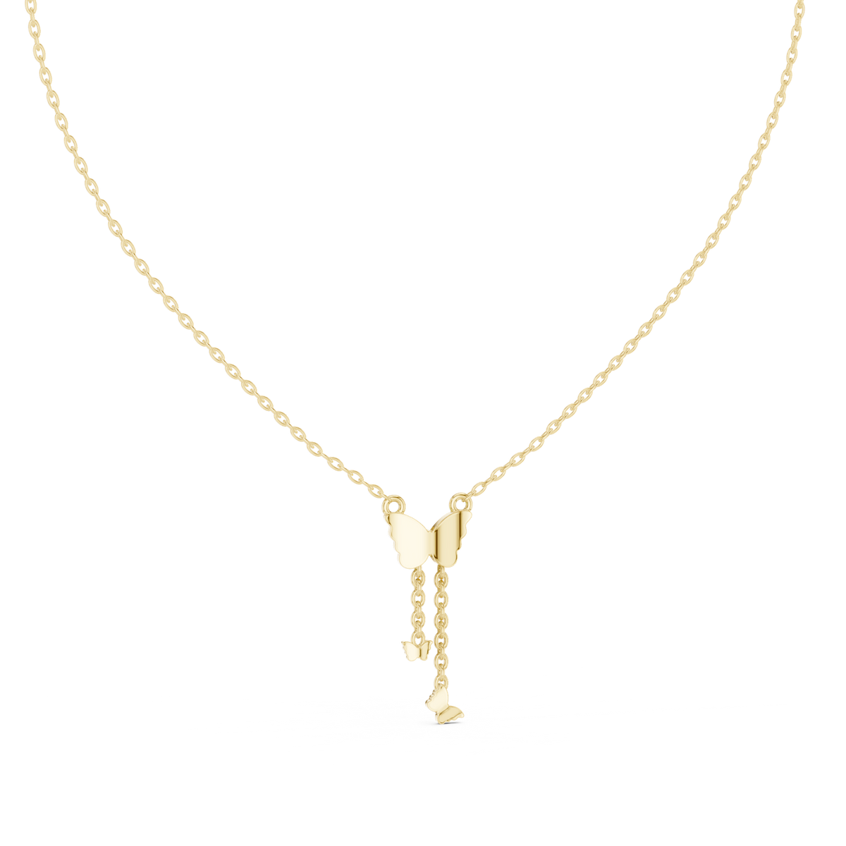14K Solid Gold Lab Diamond Pendant Necklace, Yellow Gold