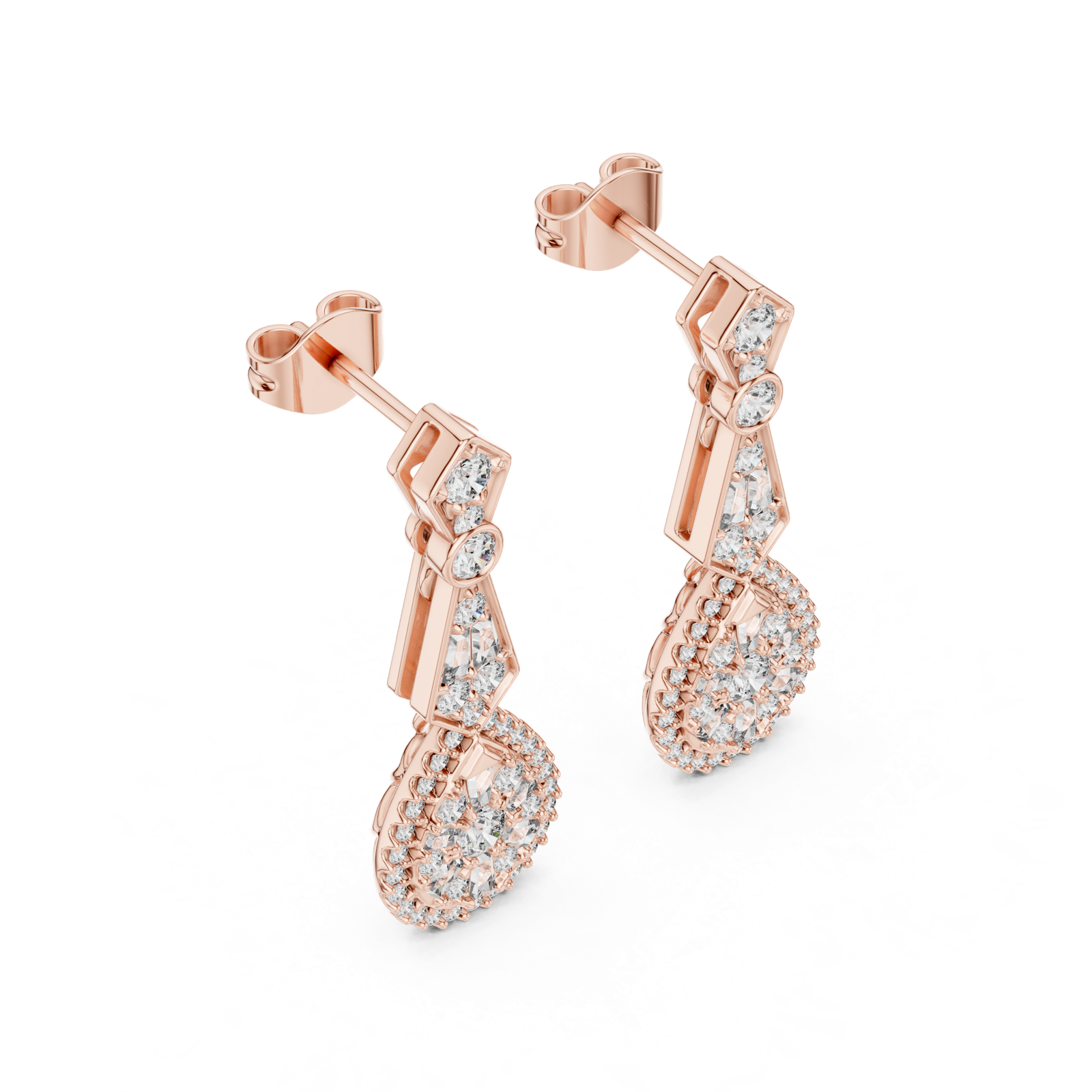 Gold Earrings GER-0377, Rose Gold, view 2