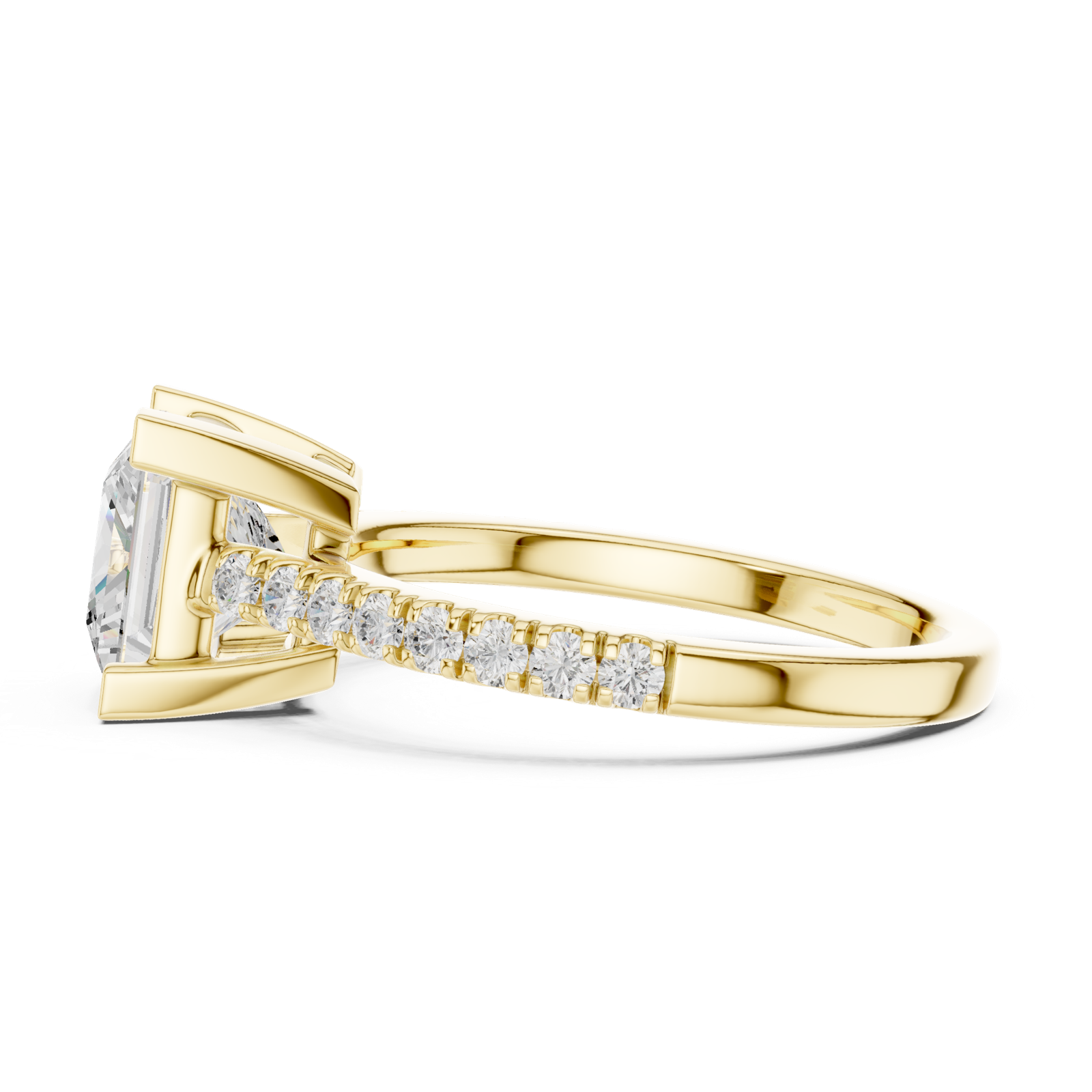 Gold Ring DDLR-039, Princess center stone, Yellow Gold, view 3