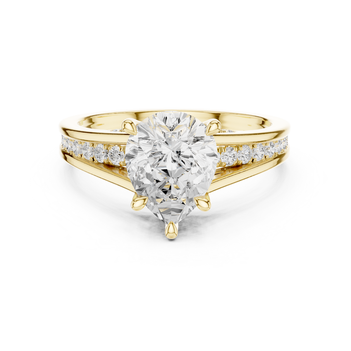 14K Solid Gold Lab Diamond Solitaire Ring, Yellow Gold