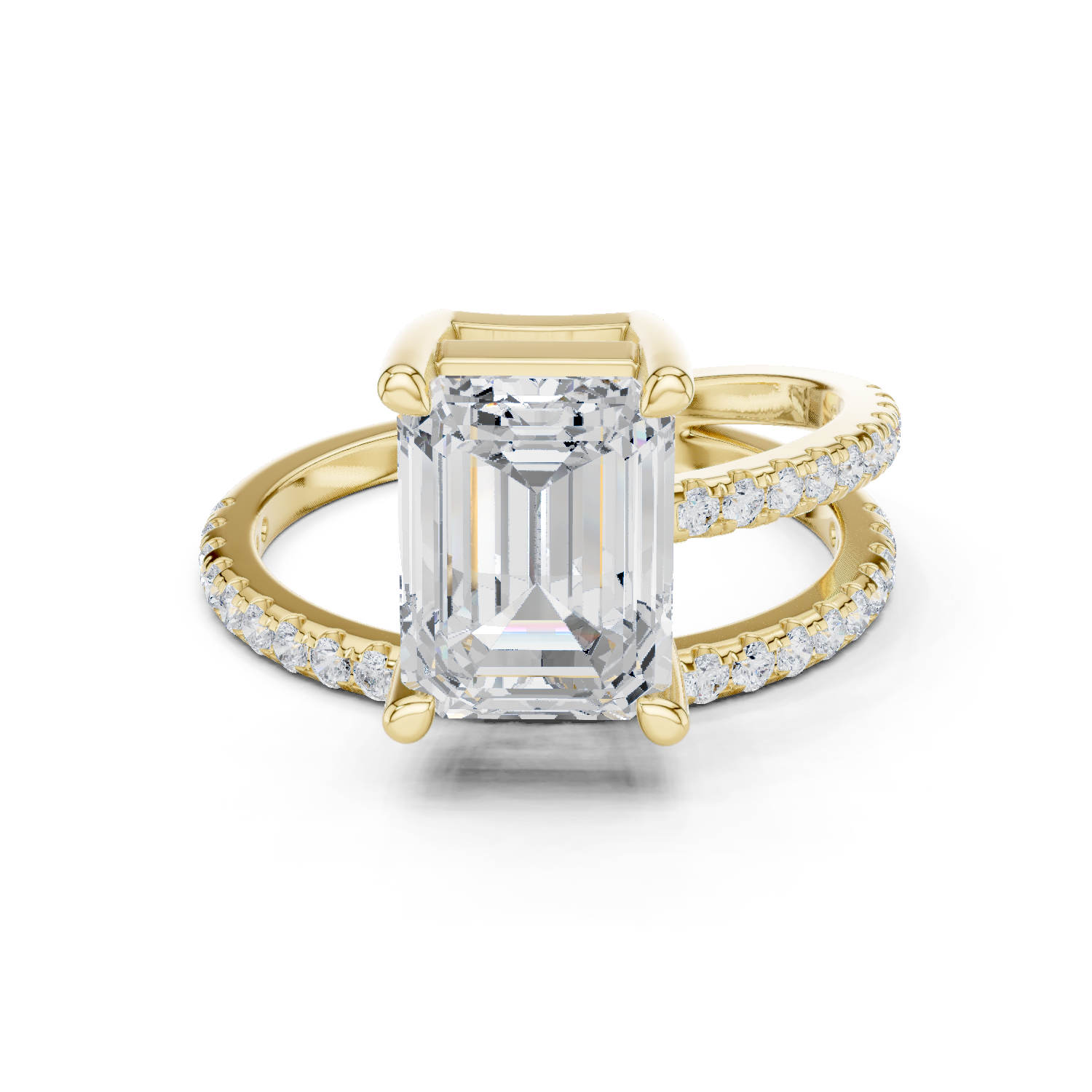 Gold Jewelry, Emerald center stone, Yellow Gold