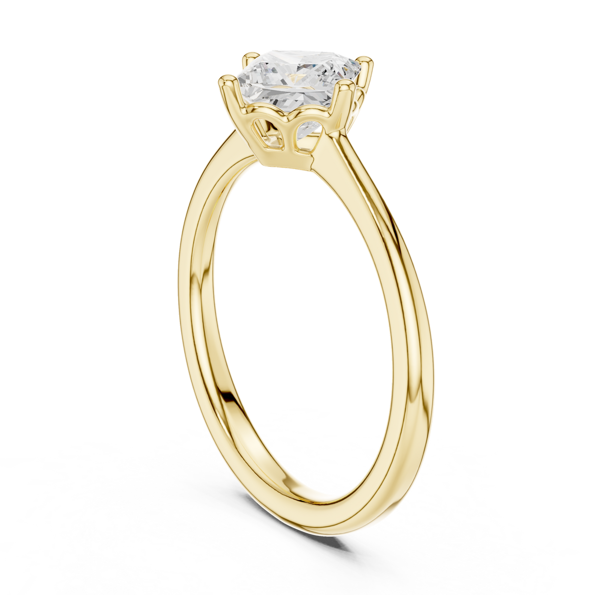 14K Solid Gold Lab Diamond Solitaire Ring, Yellow Gold, view 1