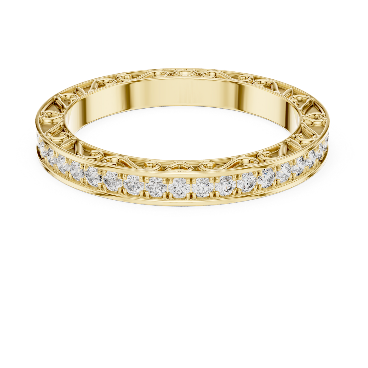 14K Solid Gold Lab Diamond Eternity Ring, Yellow Gold