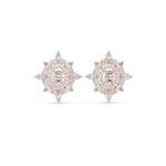 14K Solid Gold Lab Diamond Star Cluster Earrings, Rose Gold