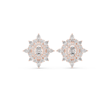 14K Solid Gold Lab Diamond Star Cluster Earrings, Rose Gold