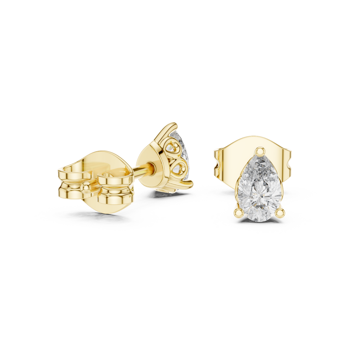 14K Solid Gold Lab Diamond Stud Earrings, Yellow Gold, view 1