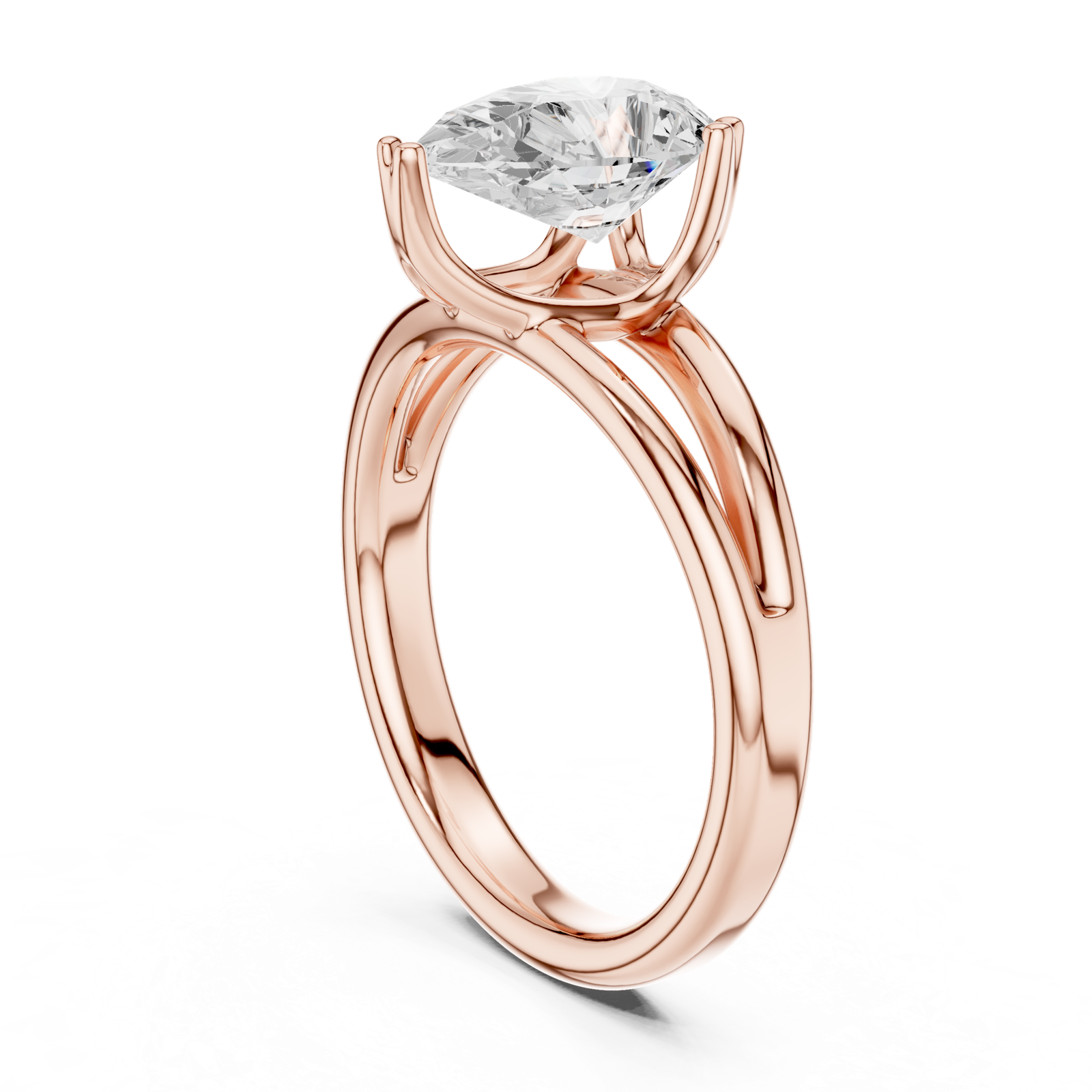Gold Jewelry L36-7, Pear center stone, Rose Gold, view 1